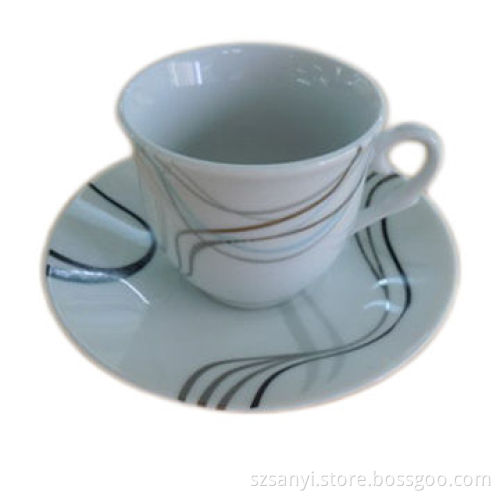 4-piece Coffee Cup and Saucer with Practical Shape